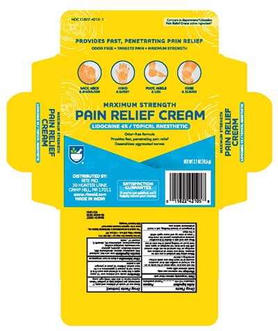 label - small 2.7oz Lidocaine Cream